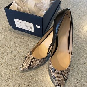 Cole Haan black leather/snakeskin 3” heel NIB